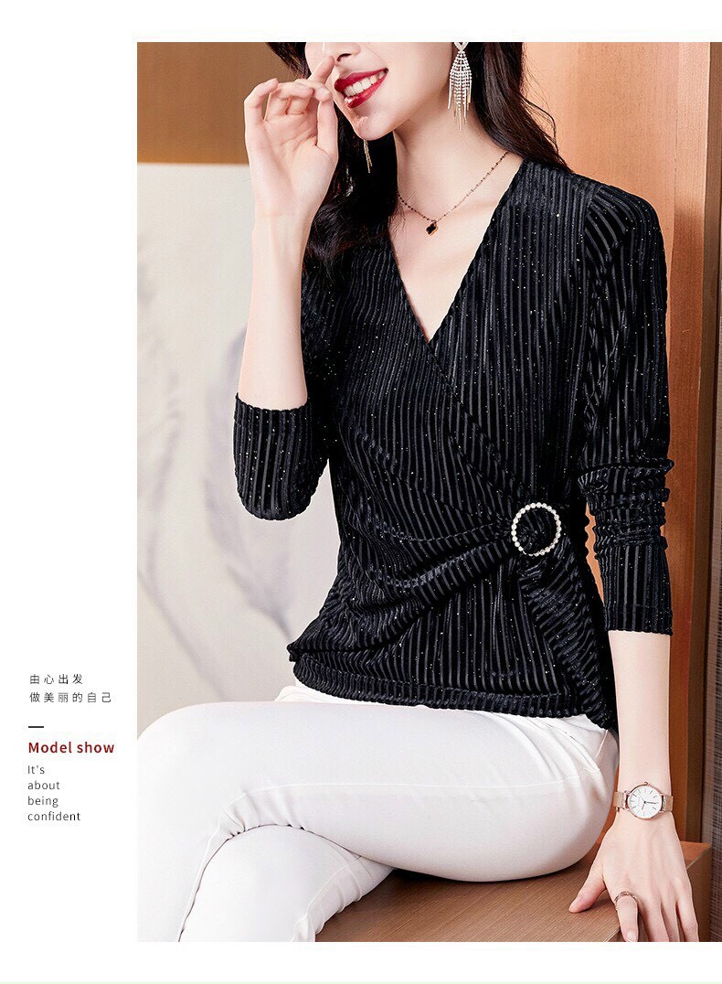 Áo Nhung Khóa Eo Cao Cấp - SM56